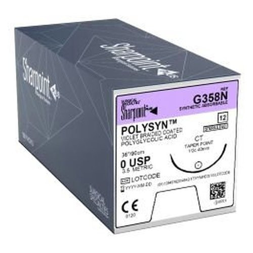 Surgical Specialties - G358N - Suture, Polysyn Acid Violet Braided Coated T10 - 0 - Vio Br