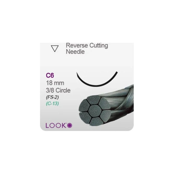 Surgical Specialties - Look - 754B - Nonabsorbable Suture With Needle Silk C - 6 3/8 Circle Reverse Cutting Size 5 - 0 Braided