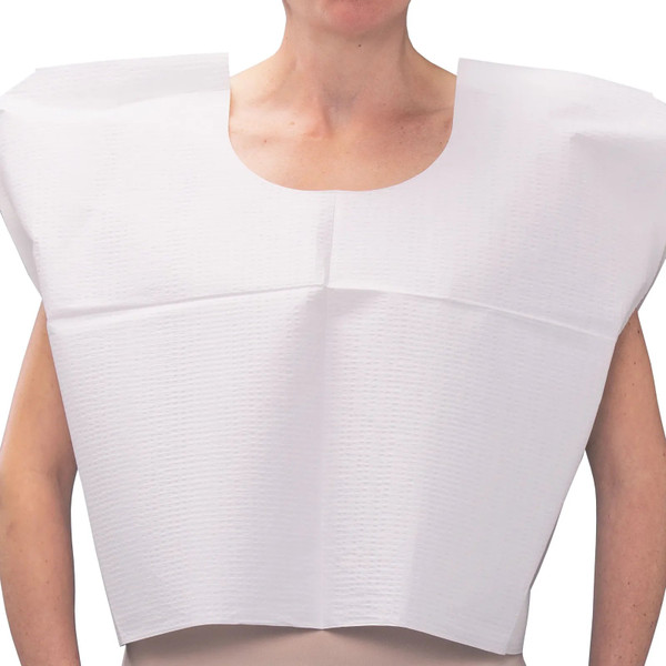 Tidi Products - 910415 - Exam Cape White One Size Fits Most Front / Back Opening Without Closure Unisex
