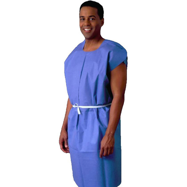 Tidi Products - Aquaguard - 980831 - Patient Exam Gown Large Blue Disposable