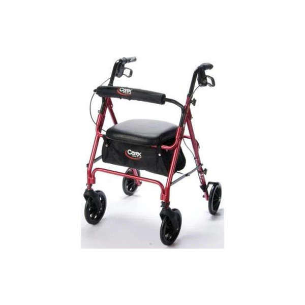 Apex - Carex - Fga222000000 - 4 Wheel Rollator Red Adjustable Height / Folding Aluminum Frame