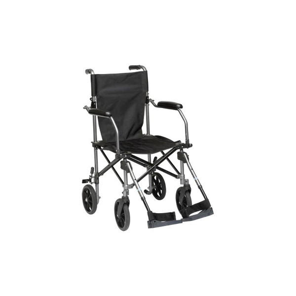 Drive Devilbiss Healthcare - Travelite - Tc005Gy - Medical - Transport Chair Aluminum Frame 250 Lbs Weight Capacity Desk Length / Flip Back Padded Arm Gum Metal Upholstery