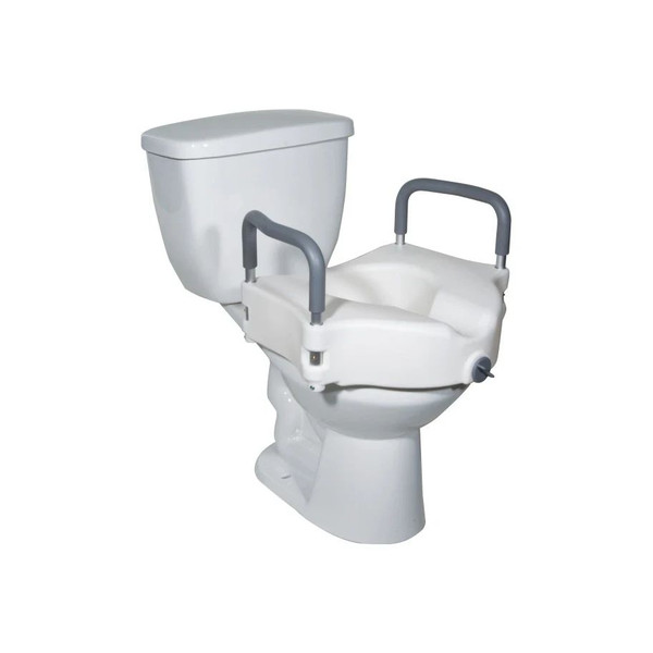 Fabrication Enterprises - Drive Devilbiss Healthcare - 43-3175 - Raised Toilet Seat With Removable Padded Arms White Plastic