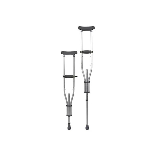 Mckesson - 146-Rtl10433 - Underarm Crutches Aluminum Frame Youth / Adult Tall 300 Lbs Weight Capacity Push Button Adjustment