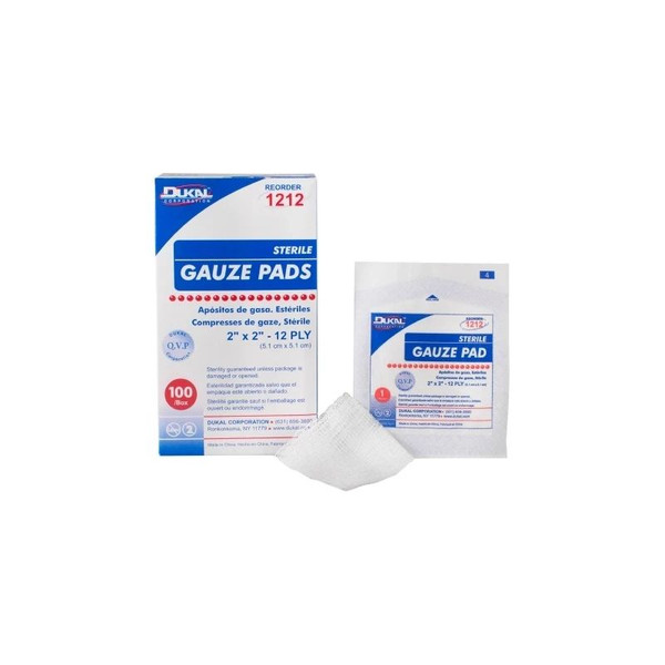 Dukal - 1212 - Gauze Sponge 2 X Inch 1 Per Pack Sterile 12 - Ply Square - Case/2400