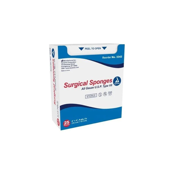 Dynarex - 3342 - Sponge, Gauze Str 8Ply 4X4 2'S - Box/1