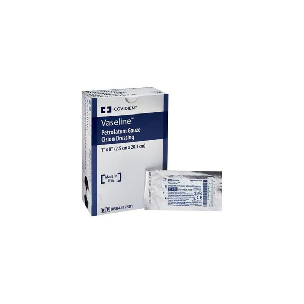 Cardinal Health - Vaseline - 8884417601 - Petrolatum Impregnated Dressing Strip 1 X 8 Inch Sterile - Box/50