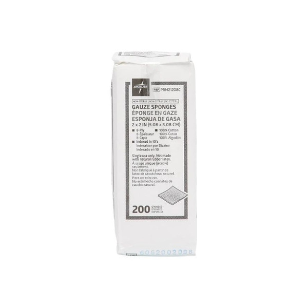 Medline - Caring - Prm21208C - Gauze Sponge 2 X Inch 200 Per Pack Nonsterile 8 - Ply Square - Bag/200