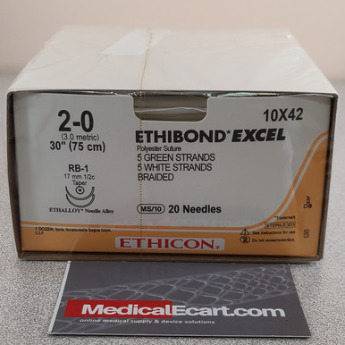 Johnson & - J Healthcare Systems - 10X42N - Suture, Ethibond Br Rb - 1 Grn 2 - 0 30" - Box/6