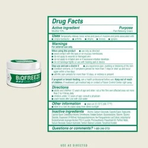 Reckitt Benckiser - 14060 - Hygenic Biofreeze Pain Relief Cream 3 Oz Jar - Each