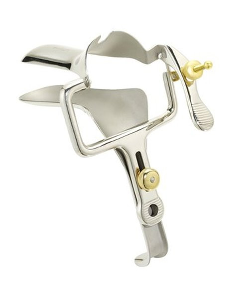 Cooper Surgical - 64-115 - Vaginal Speculum Euro - Med Vu - Max Pederson Nonsterile Grade German Stainless Steel Large Double Blade Duckbill With Self Retaining Screw Reusable Without Light Source Capability - Each