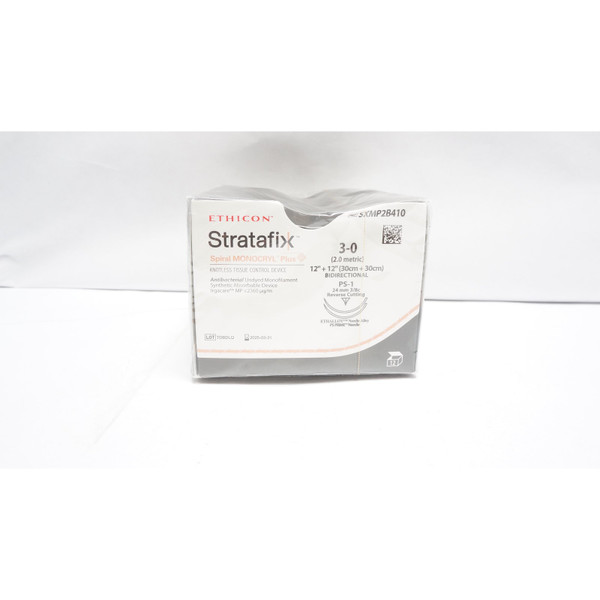 Johnson & - Stratafix Spiral Monocryl Plus - Sxmp2B410 - Systems - Absorbable Suture With Needle Poliglecaprone 25, Triclosan Ps - 1 3/8 Circle Reverse Cutting Size 3 - 0 Monofilament - Box/12
