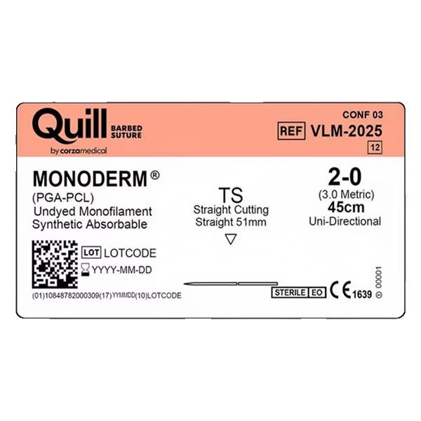 Surgical Specialties - Vlm-2025 - Suture, Quill Barbed Monoderm 2 - 0 Ud 45Cm Ts Strt - Box/12
