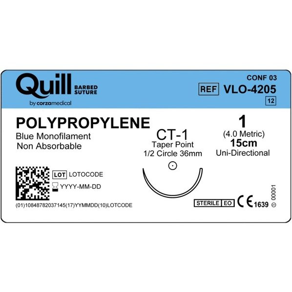 Surgical Specialties - Vlo-4205 - Suture, Quill Barbed Pp 1Blu 15Cm Ct - 1 1/2" Cir 36Mm - Box/12