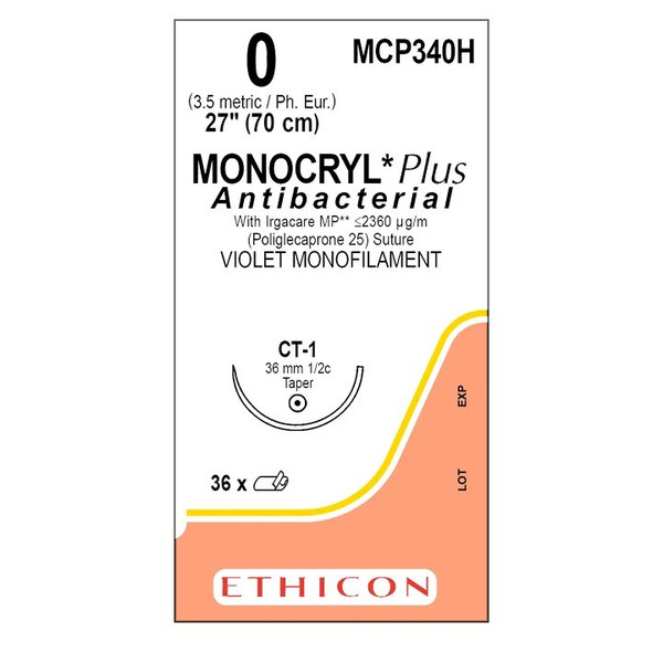 Johnson & - J Healthcare Systems - Mcp340H - Suture, Monocryl Plus Vio 0 2 7" Ct - 1 - Box/1