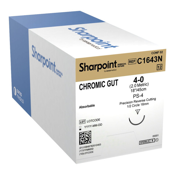 Surgical Specialties - C204N - Chromic Gut Suture Size 3 - 0 27" Rb - 1 12 - Bx - Box/12