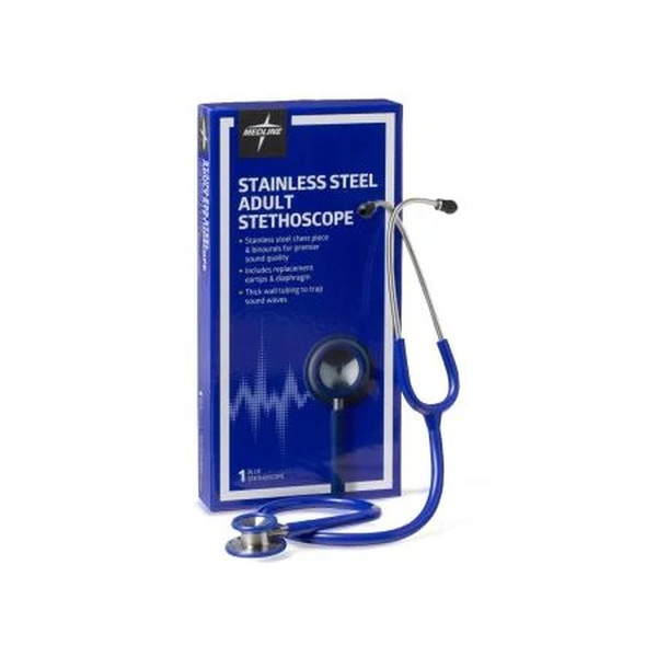 Medline - Mds92270 - Stethoscope, Adult, Stnlss Stl,Blue - Each