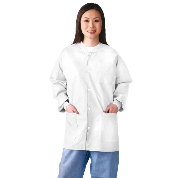 Medline - Nonrp500xxl - Jacket,Lab,Mltilyr,Knit Cuf/Collar,Wh,2x - Each