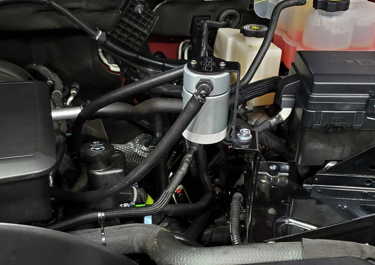 2020-2024 Silverado 2500 oil catch can installed