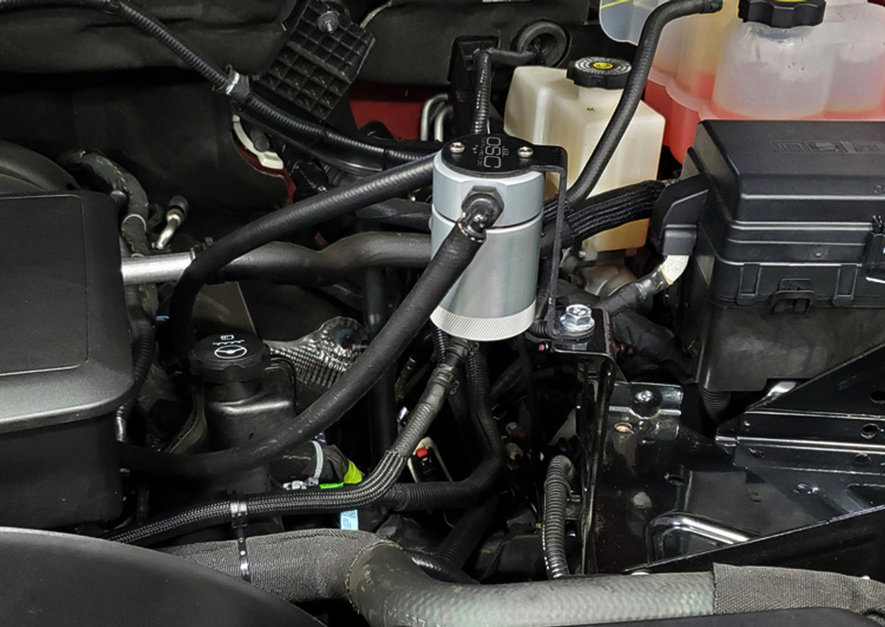 2020-2026 Silverado 2500 oil catch can installed