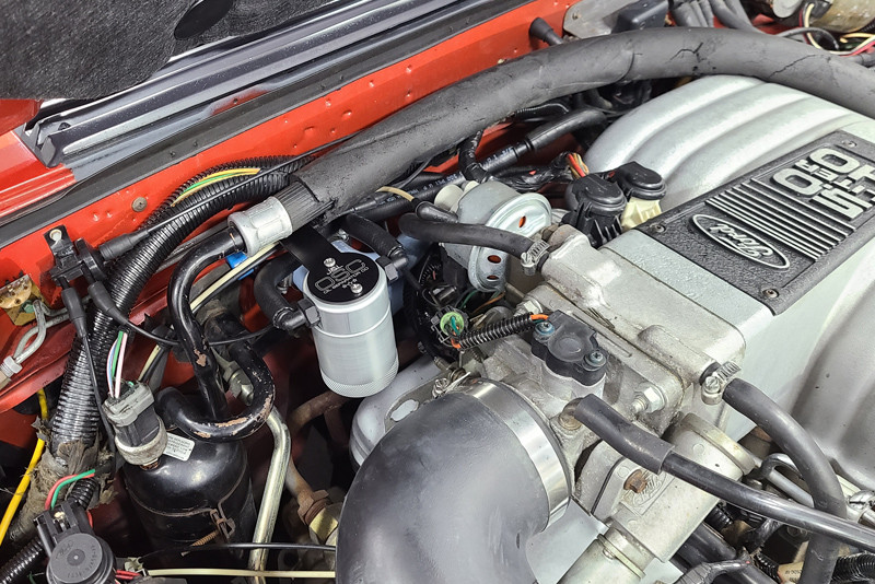 J&L Oil Separator 3.0 Passenger Side (1986-1993 Ford Mustang 5.0 302) installed