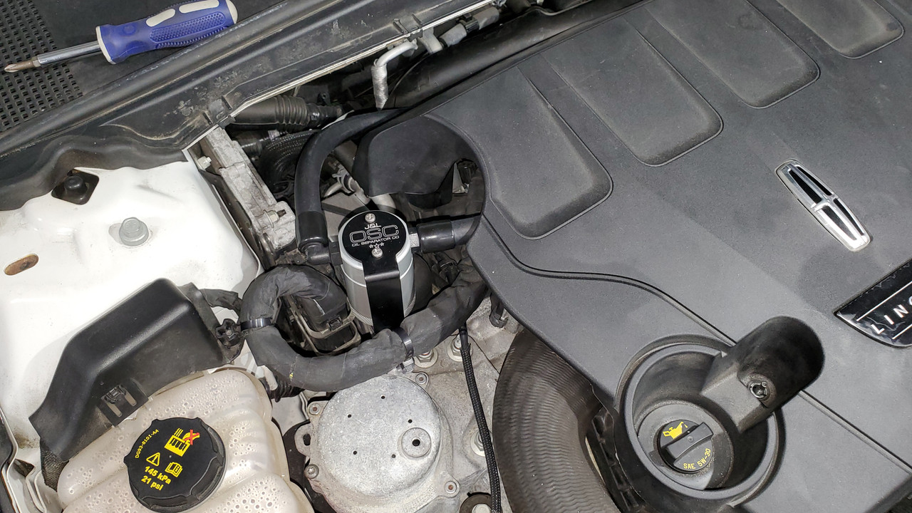 J&L Oil Separator 3.0 Passenger Side (2017-2020 Lincoln Continental & MKZ 3L EcoBoost ) installed