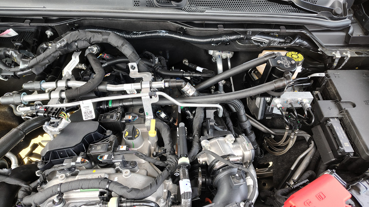 J&L Oil Separator 3.0 PCV Side (2025 Ford Bronco 2.3L; 2025 Ford Ranger 2.3L) kit in engine bay.