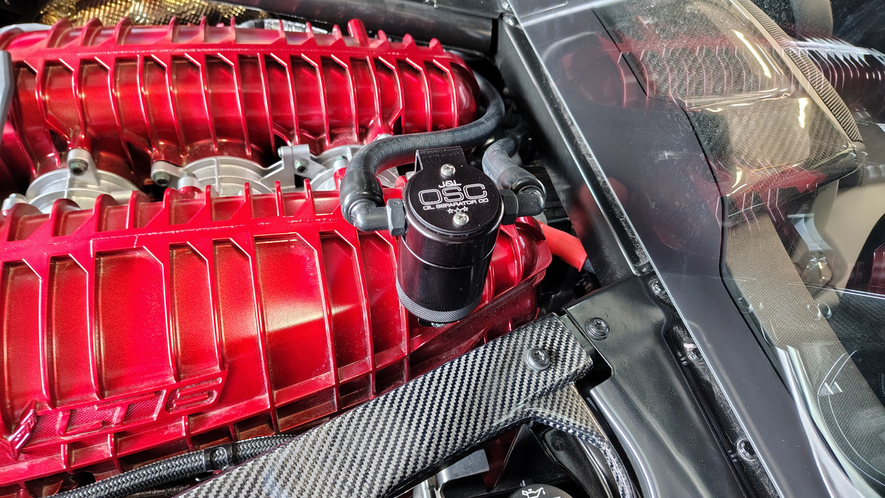 J&L Oil Separator 3.0 PCV Side (2023-2025 Chevrolet Corvette Z06 Coupe) engine component.