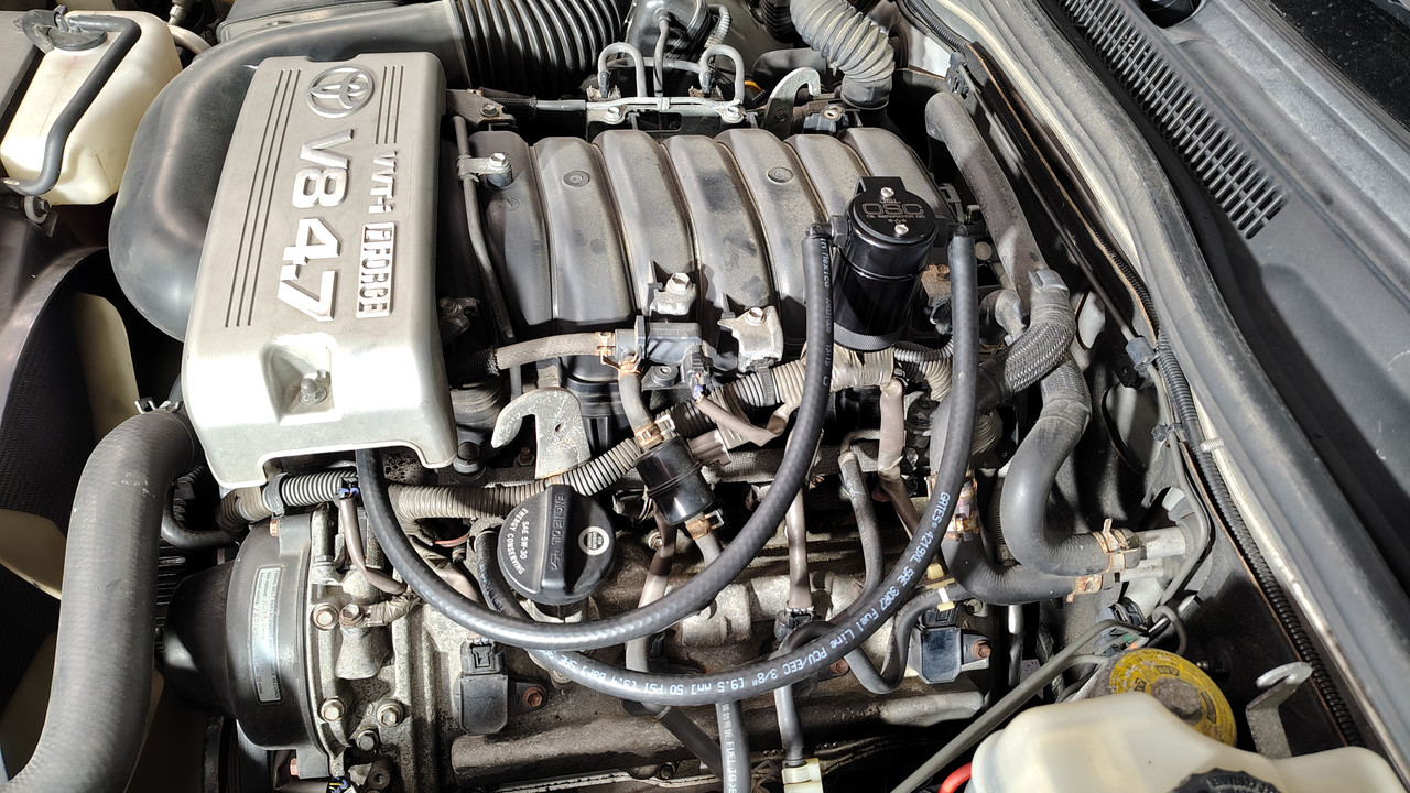 Completed installation of J&L Oil Separator 3.0 PCV Side on Toyota 4Runner V8 engine