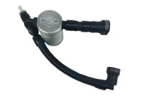 J&L Oil Separator 3.0 Passenger Side (2011-14 Mustang GT w/ Roush/Whipple/FRPP/VMP Supercharger; 2015-17 Mustang GT ...) showing bracket and side connection hose layout.
