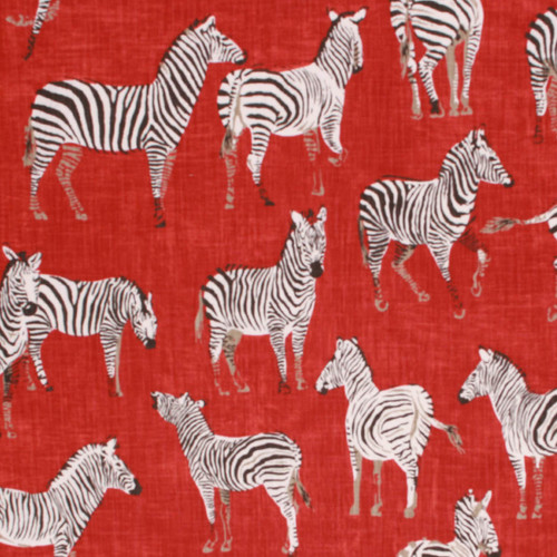 Zebra Adoration print fabric, red black white