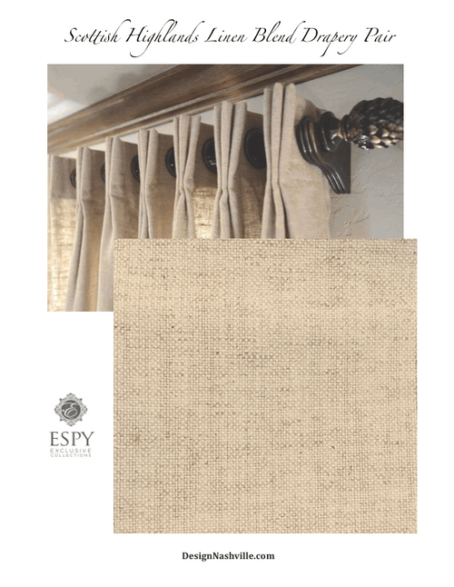 Scottish Highlands Beige Linen custom draperies