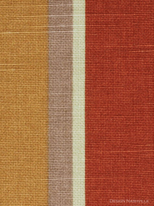 Simon striped terra-cotta , gold 100% cotton fabric