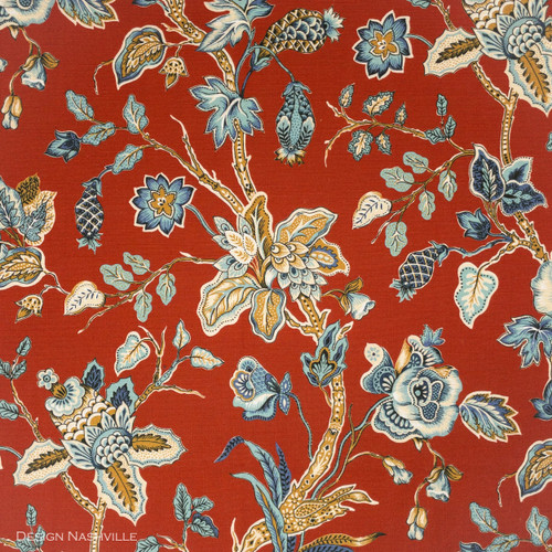 Orchard Hills floral print fabric red, blue