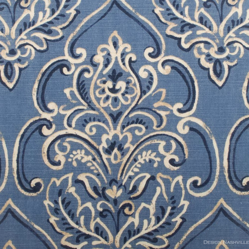 sky blue background French Damask print fabric for home decorating