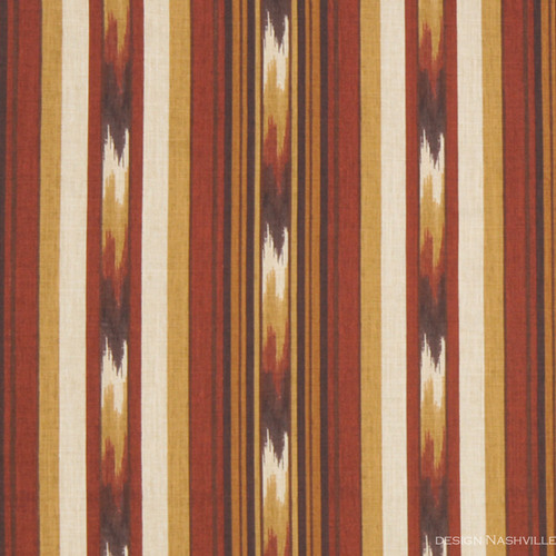 Bhavana Ikat Stripe print performance fabric, spice