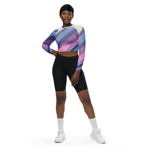 Lavender swoosh long sleeve crop top