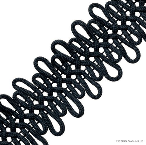 Ruggiero Black Looped Braid Trim 2.6" wide