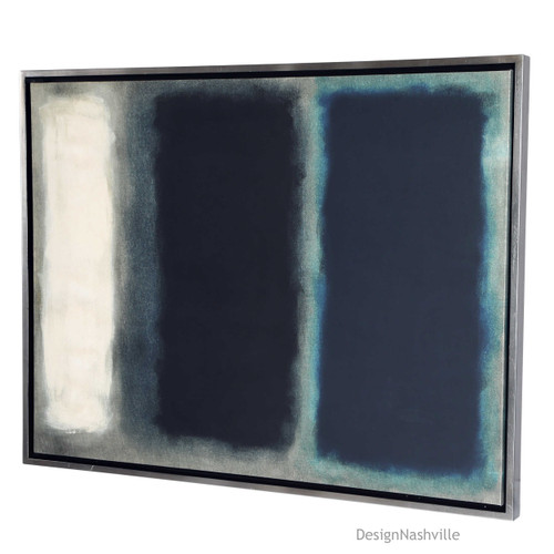 Solstice 2 abstract art framed canvas black, grey, dark blue, white color blocked