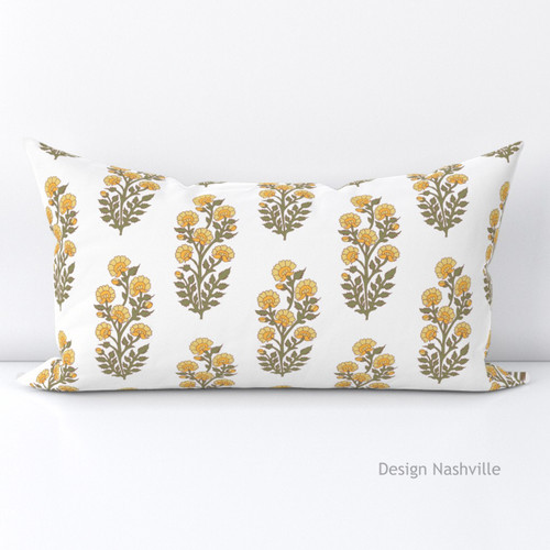 yellow and white cottage floral pillow
