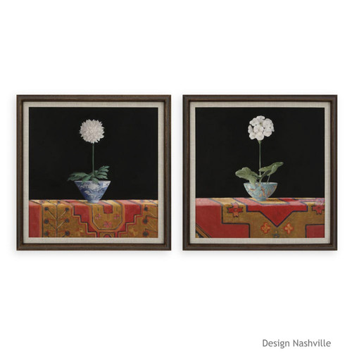 Floral Topiaries in Chinese Bowls set of 2