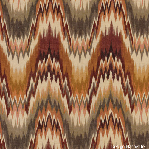 Flamestitch brown, olive, gold micro velvet fabric for upholstery and home decorating