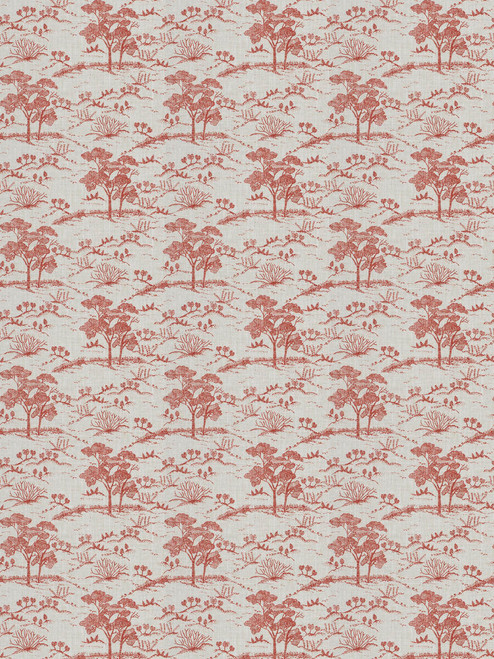 tree and hill toile printed fabric