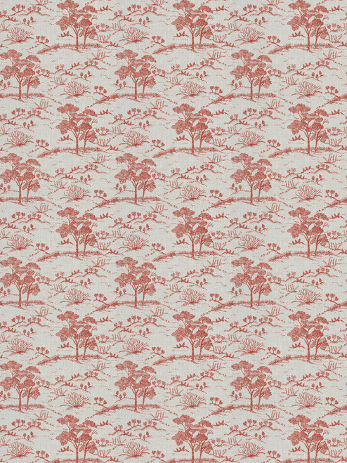 tree and hill toile printed fabric