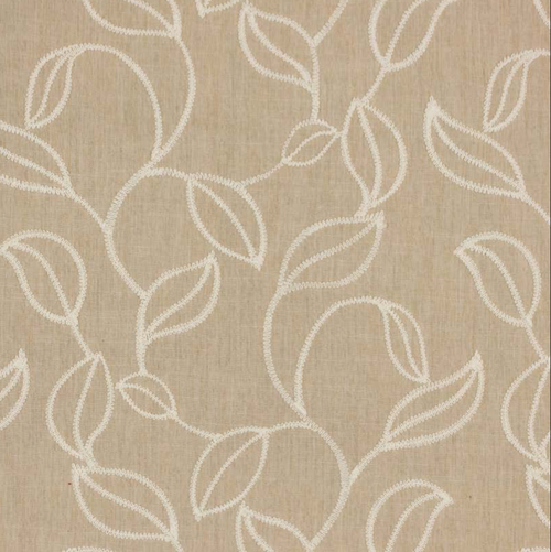 embroidered, large scale vine fabric of ivory and light tan