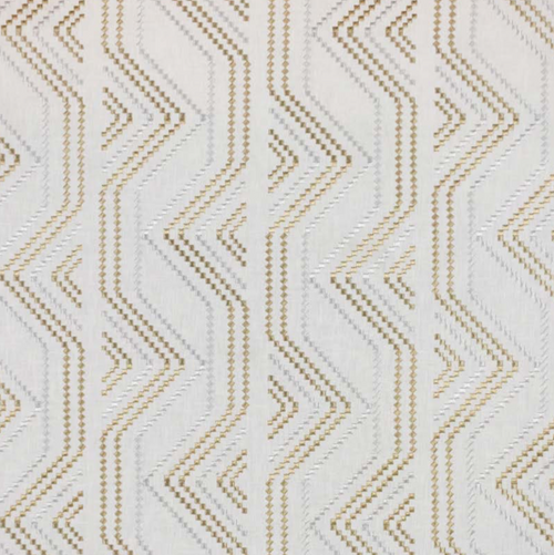 Art Deco fabric white with gold and silver embroidery