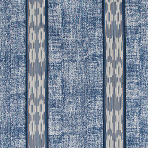 blue ikat stripe and textured fabric