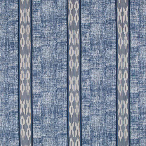 blue ikat stripe and textured fabric