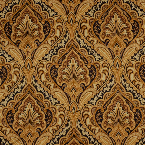 equestrian printed damask arabesque of black and brown