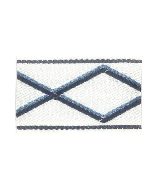blue and white diamond border tape for draperies and bedding